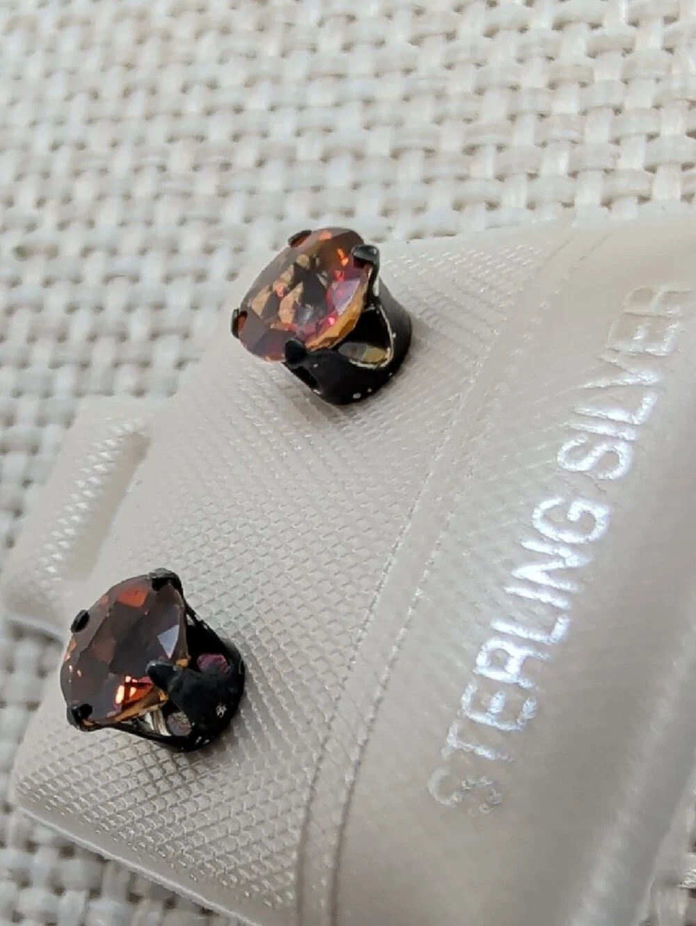 Vintage 925 Sterling Silver Multicolor Crystal Stud Earrings Set of 4